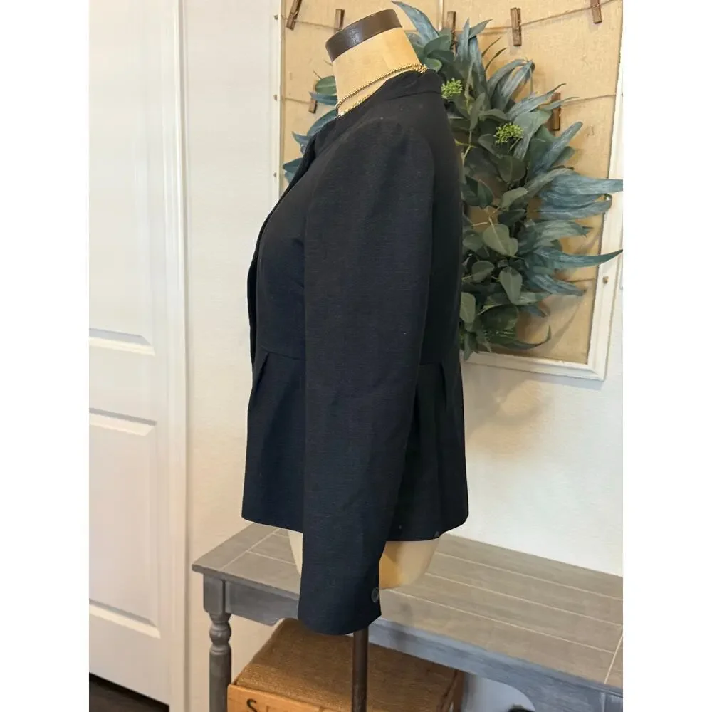 J.CREW Black Wool Silk Scallop Neck Jacket Blazer Top Women's Size 2